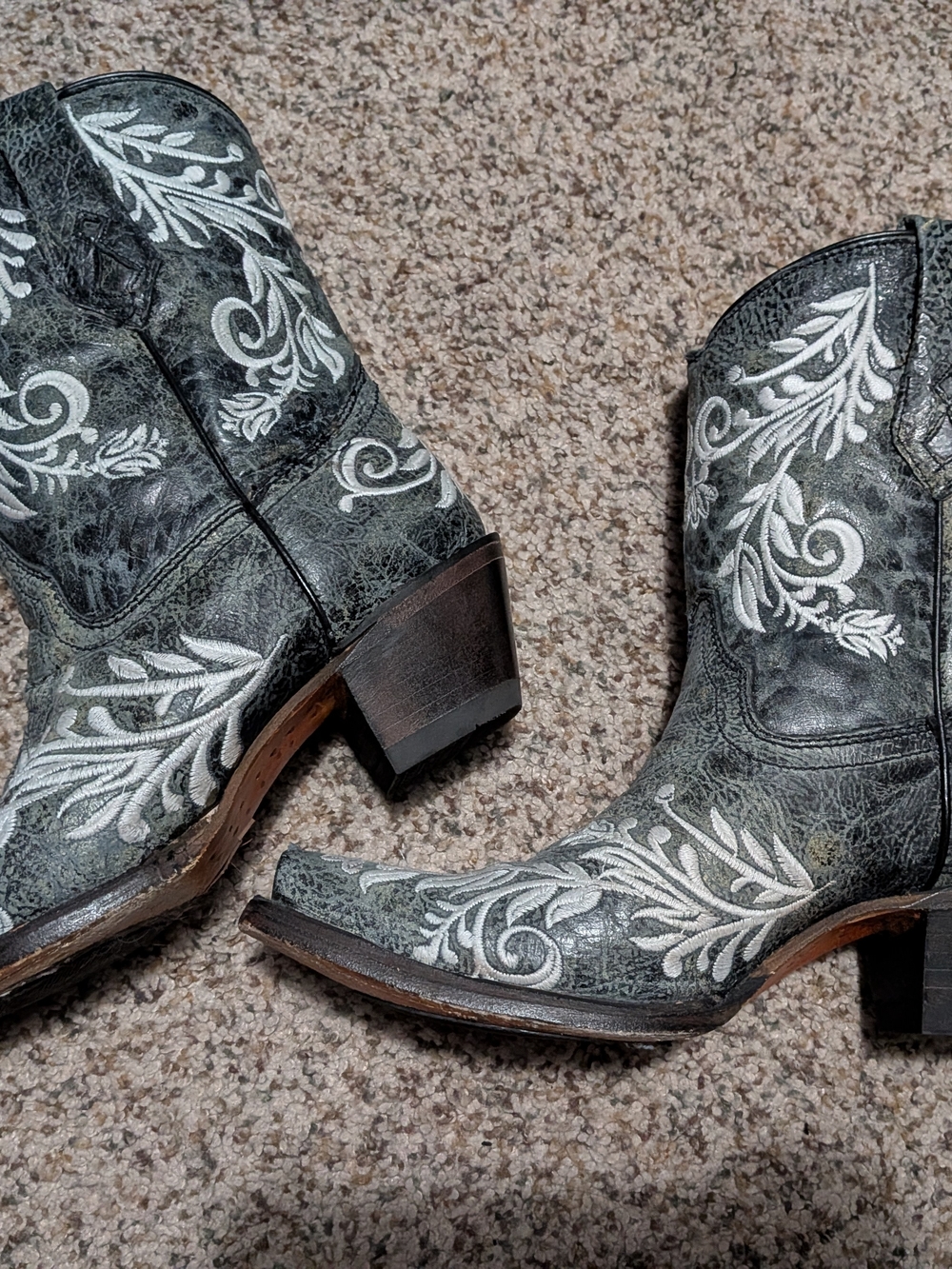 Corral Gray Embroidered Western Ankle Boots